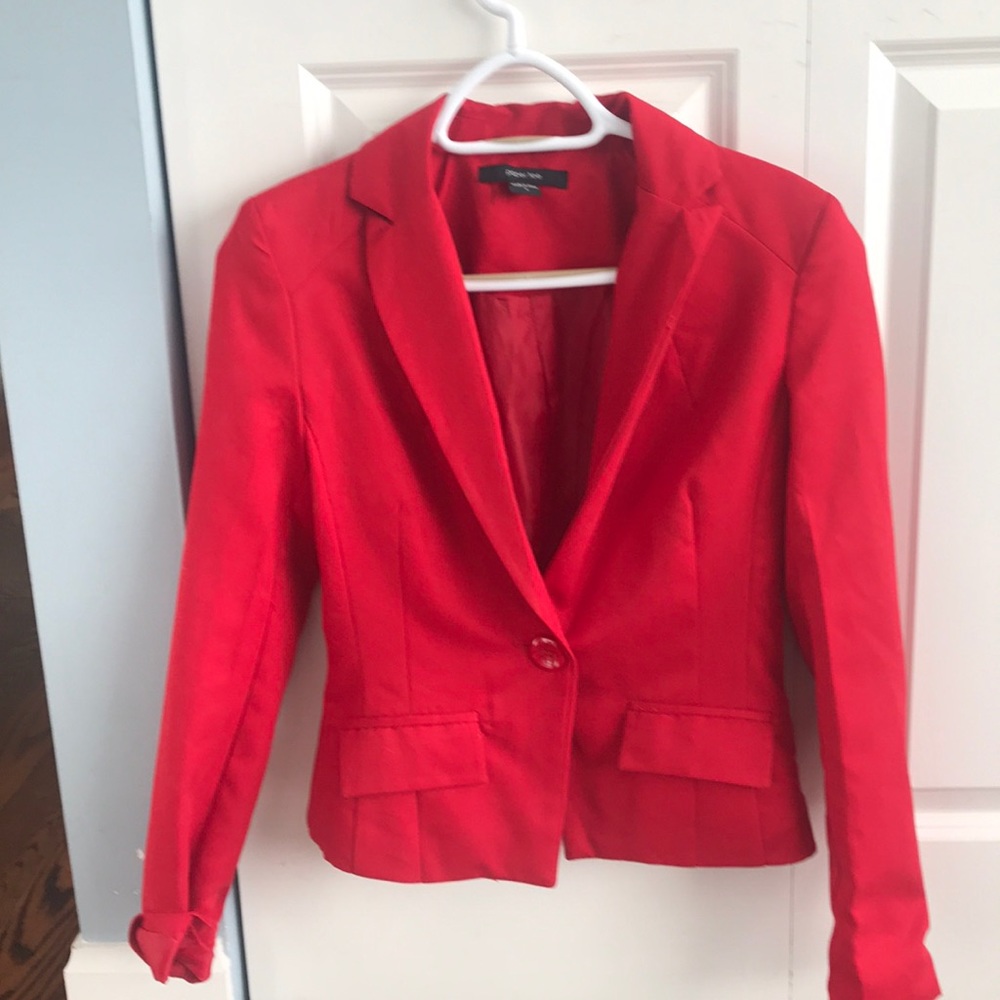 Paper tee red blazer with shoulder pads